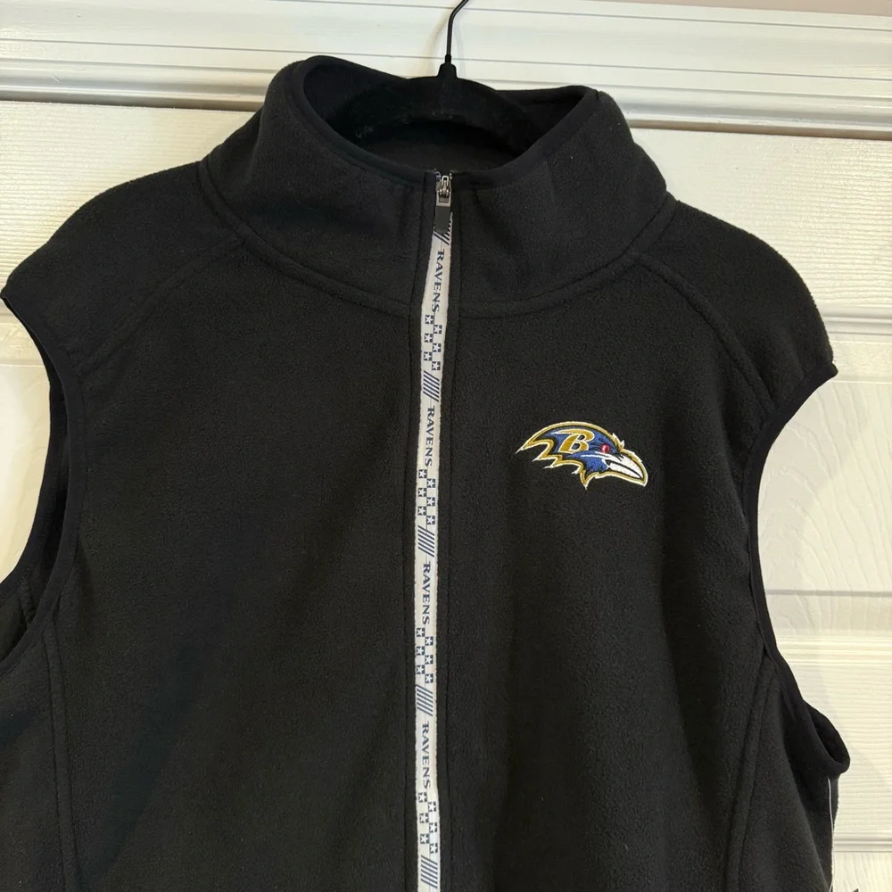 NFL Baltimore Ravens Fleece Vest Men's Medium Black New - Picture 2 of 9